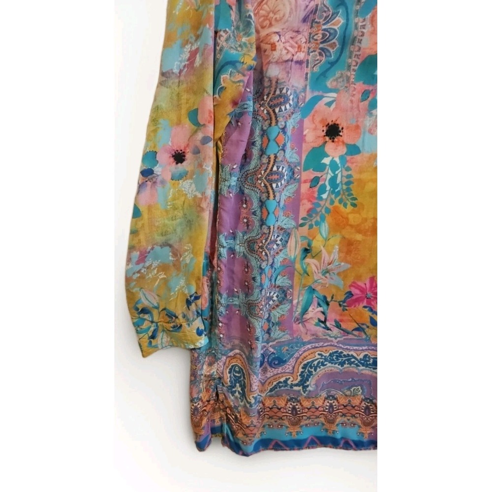 Soft Surroundings Colorful Boho Modal Tunic Lagen Abstract Floral Print #682 - Picture 11 of 12